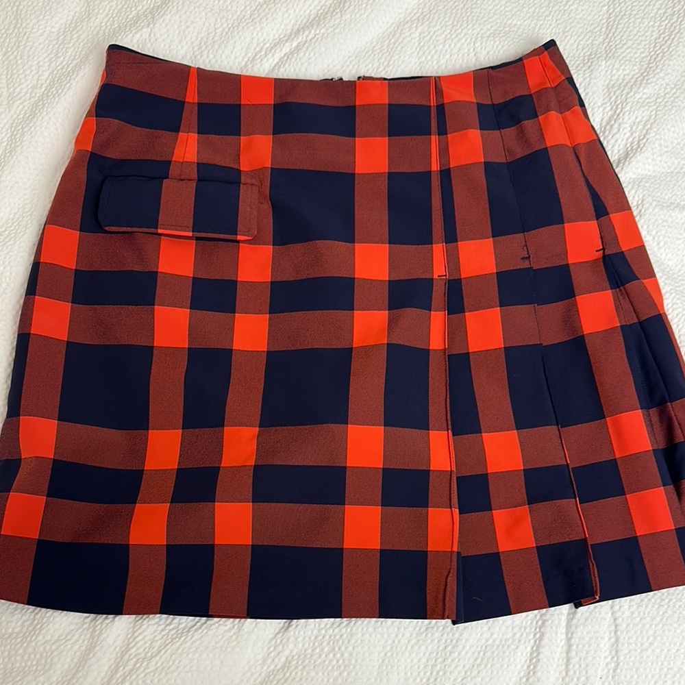 Tory Sport Orange and Blue A-Line Mini Skirt